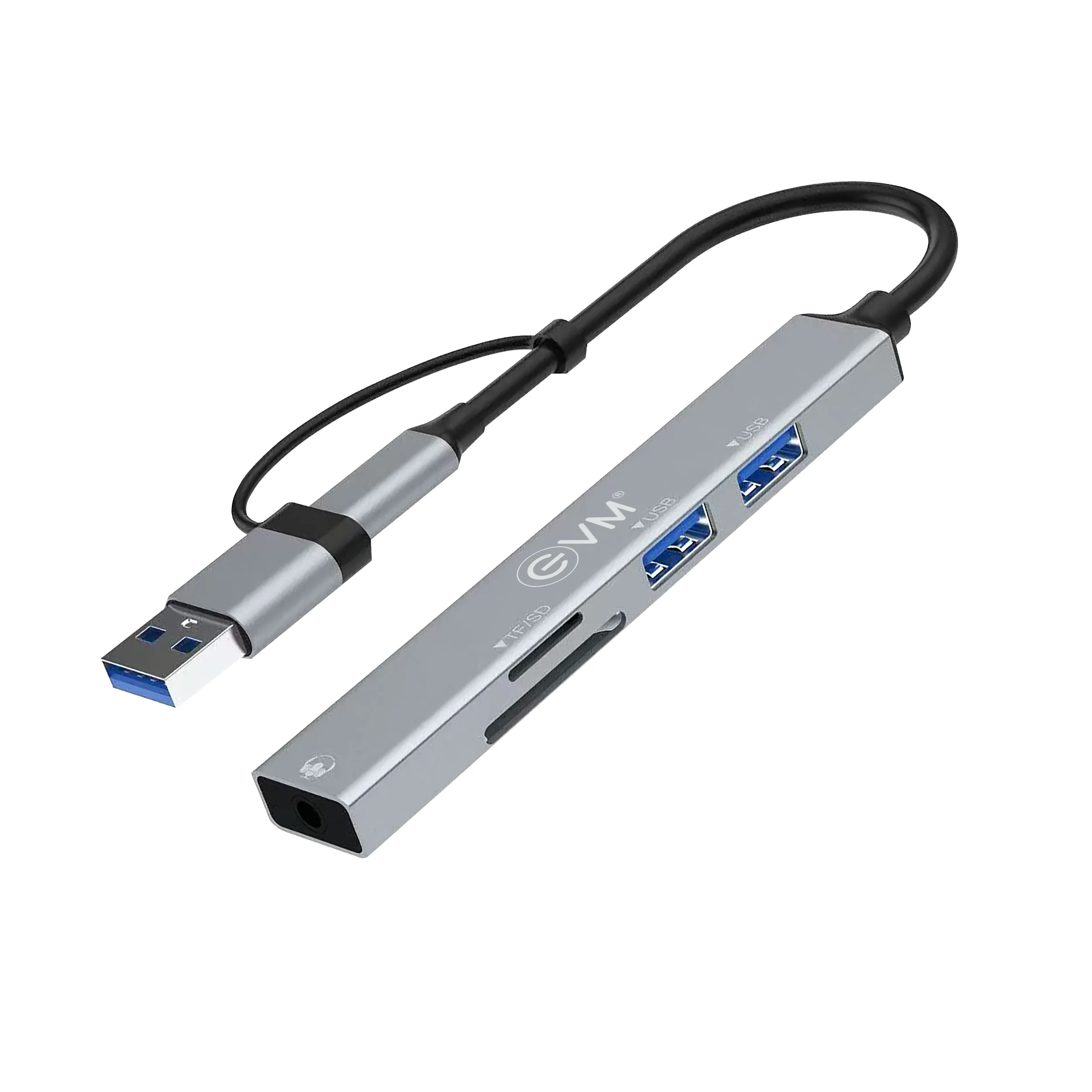 EVM USB | Type-C+USB Dock (2USB | Micro SD/SDHC/MMC | Audio) (2U1+CardReader-2-in-1) view 2